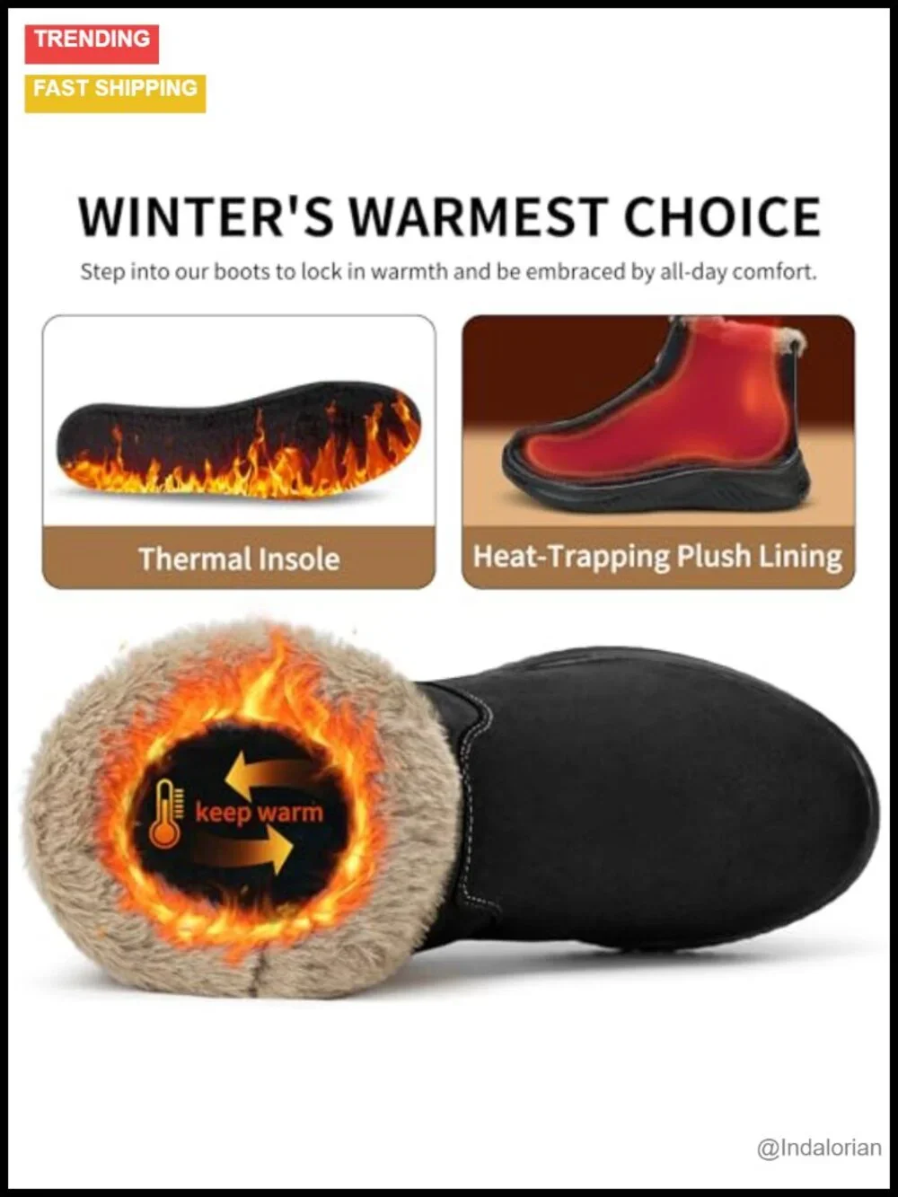 Warm Fur Lined Ankle Snow Booties for Women Non-Slip Winter Outdoor Walking